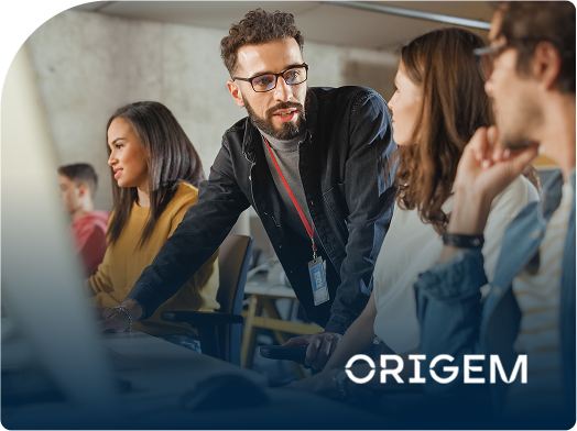 Profissional da origem energia trabalhando